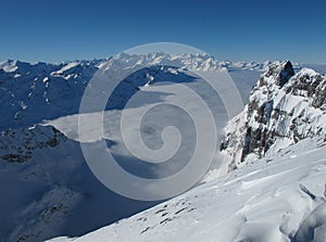 Above the sea of fog, mountains