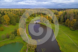 Above the Slavanka river. Pavlovsk park