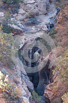 Above a Slot Canyon Opening in Zion