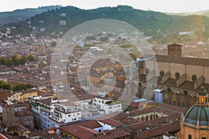 Above view of Bologna town from Torre Asinelli