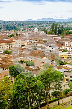 Above view of the city of Popayan located in the center of the department of Cauca. It`s called the White City because