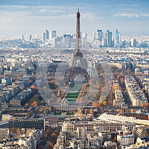 Above view of Eiffel Tower and champ de mars