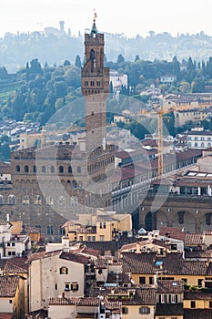 Above view Florence city with Palazzo Vecchio