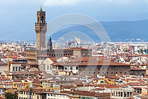 Above view of Florence city with Palazzo Vecchio