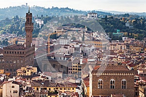 Above view of Florence city with Palazzo Vecchio