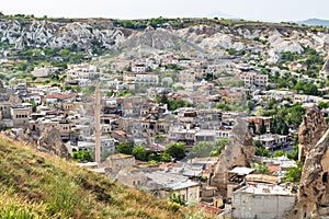 Above view of Goreme town in spring