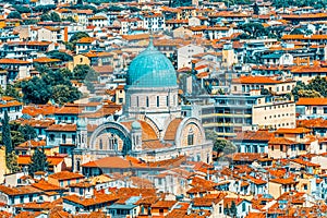 Above view of the Great Synagogue of Florence Sinagoga e Museo Ebraico.Synagogue in the historic center of Florence. It is the photo