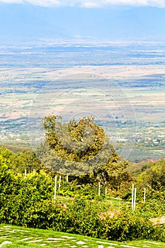 above view of Kakheti Plain from Bodbe, Georgia