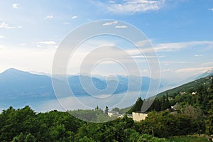 Above view of Lake Garda from Monte Baldo, Italy