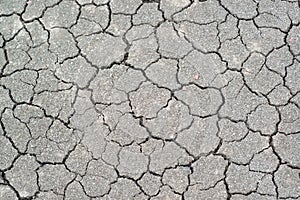Above view of land during drought. Abstract surface in cracked ground, dry soil. Ecology concept.