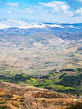 Above view of landscape of Promised Land in winter