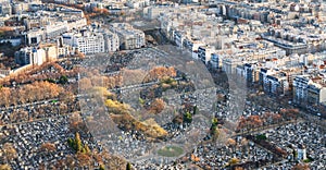 Above view of montparnasse cemetery in Paris