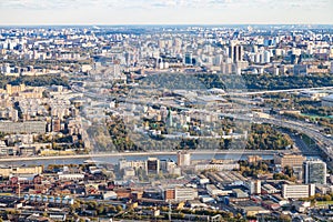 Above view of Moscow city with Novodevichy Convent