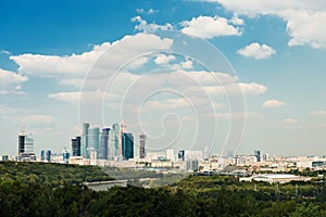 Above view Moscow cityscape