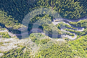 Above view of mountain curvy road