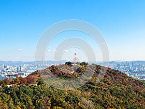 Above view of Nam mountain and Seoul city