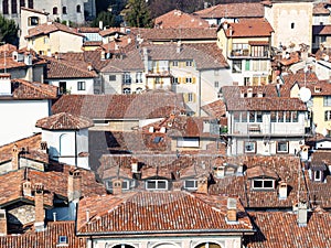 above view of old residential houses in Bergamo