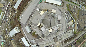 Above view of pentagon shaped building at dull photo