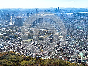 Above view of Seoul city from Seoul Tower