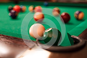 Above view on two billiard balls.