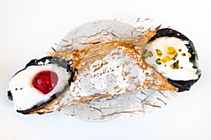 Above view of typical sicilian pastry Cannol