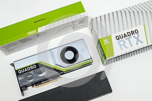 Above view unboxing of Nvidia Quadro RTX 5000 GPU