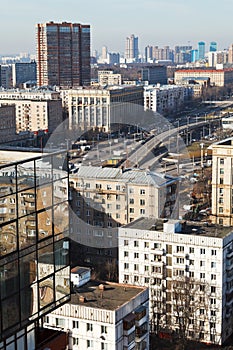 Above view of urban overpass in Moscow