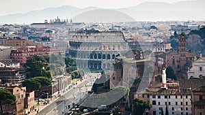 Above view of Via dei Fori Imperiali and Coliseum