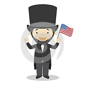 Abraham Lincoln cartoon character. Vector Illustration.