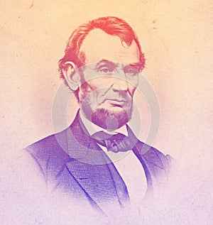 Abraham Lincoln engraved illustration, in line art