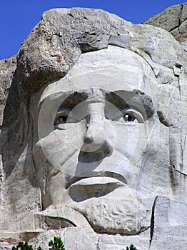 Abraham Lincoln face at Mount Rushmore, South Dakota, USA