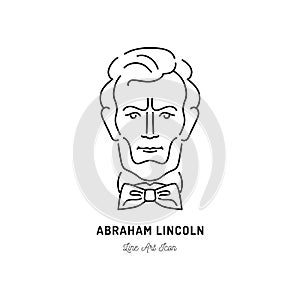 Abraham Lincoln Icon, USA President Icon. Line art design, Vector illustration