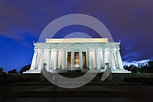 Abraham Lincoln Memorial at night, Washington DC USA