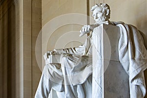 The Abraham Lincoln Memorial seated in his armchair and footrest on the National Mall in Washington DC (USA