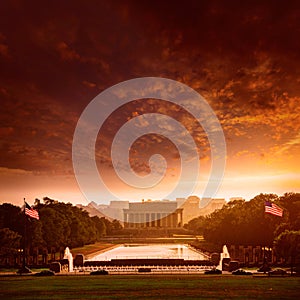 Abraham Lincoln Memorial sunset Washington Dc