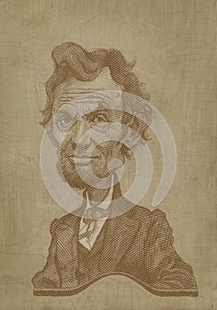 Abraham Lincoln sepia caricature engraving style