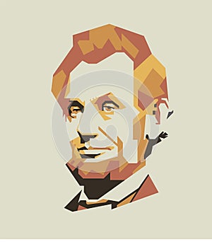 Abraham Lincoln simple line and simple colour vector portrait/eps