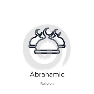 Abrahamic icon. Thin linear abrahamic outline icon isolated on white background from religion collection. Line vector abrahamic