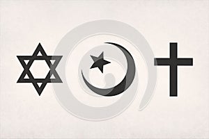 Abrahamic symbols printed on paper