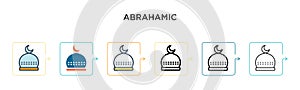 Abrahamic vector icon in 6 different modern styles. Black, two colored abrahamic icons designed in filled, outline, line and photo