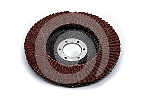 Abrasive disc for an angle grinder on a white background
