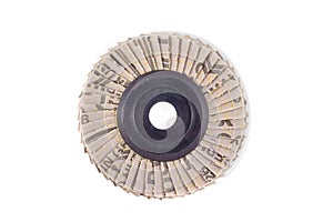 Abrasive disks for metal polishing on white background