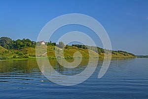 Abrupt bank of Oka river in Kasimov city, Russia