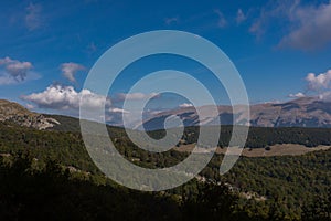 Abruzzo, Italy, Mainarde. National Park of Abruzzo, Lazio and Molise. The Mainarde are a massive limestone with an imposing appear