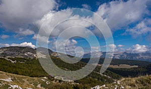 Abruzzo, Italy, Mainarde. National Park of Abruzzo, Lazio and Molise. The Mainarde are a massive limestone with an imposing appear