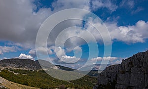 Abruzzo, Italy, Mainarde. National Park of Abruzzo, Lazio and Molise. The Mainarde are a massive limestone with an imposing appear