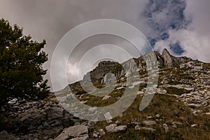Abruzzo, Italy, Mainarde. National Park of Abruzzo, Lazio and Molise. The Mainarde are a massive limestone with an imposing appear