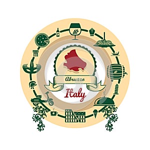 Abruzzo map label.. Vector illustration decorative design
