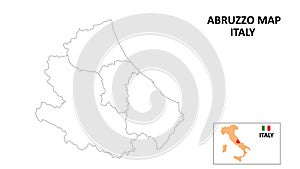 Abruzzo Map. State and district map of Abruzzo. Political map of Abruzzo with outline and black and white design