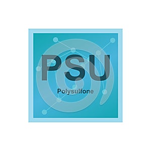 Vector symbol of Polysulfone PSU polymer on the background from connected macromolecules photo
